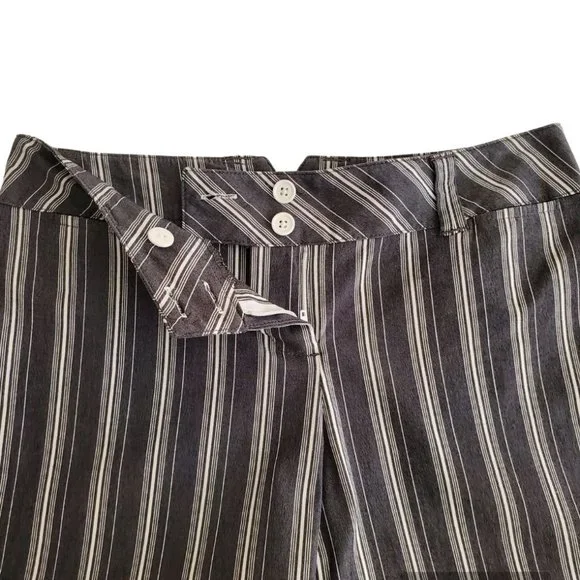 Ann Taylor Loft Striped Cuffed Crop Pants | Like New | 2P | Charcoal White - Picture 10 of 16